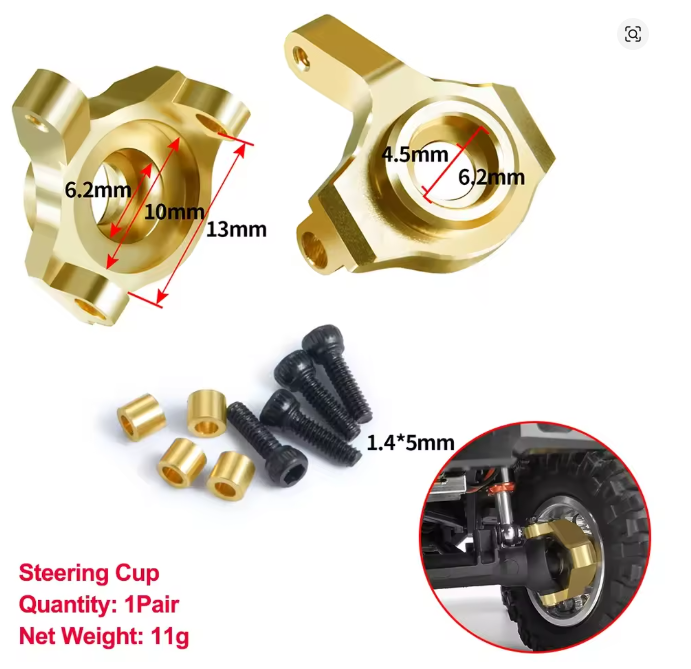 AXIAL SCX24 BRASS STEERING CUP UPGRADE